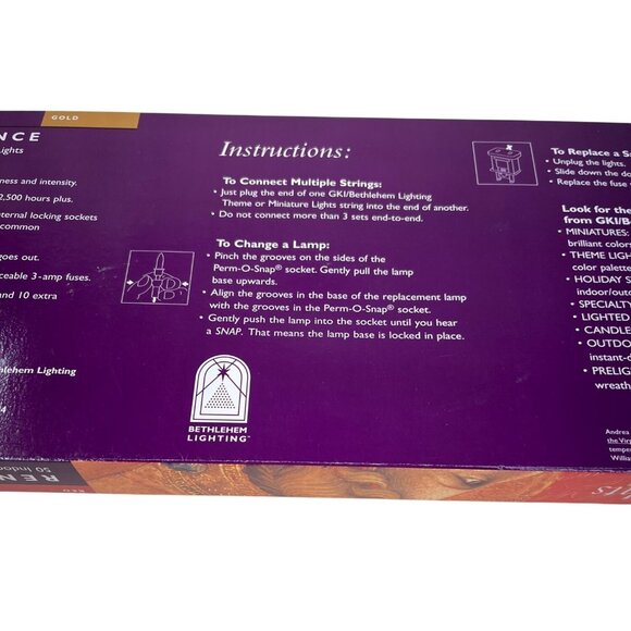 GKI Bethlehem Renaissance Christmas Red Purple Gold Theme String Light Set NIB - Picture 5 of 7